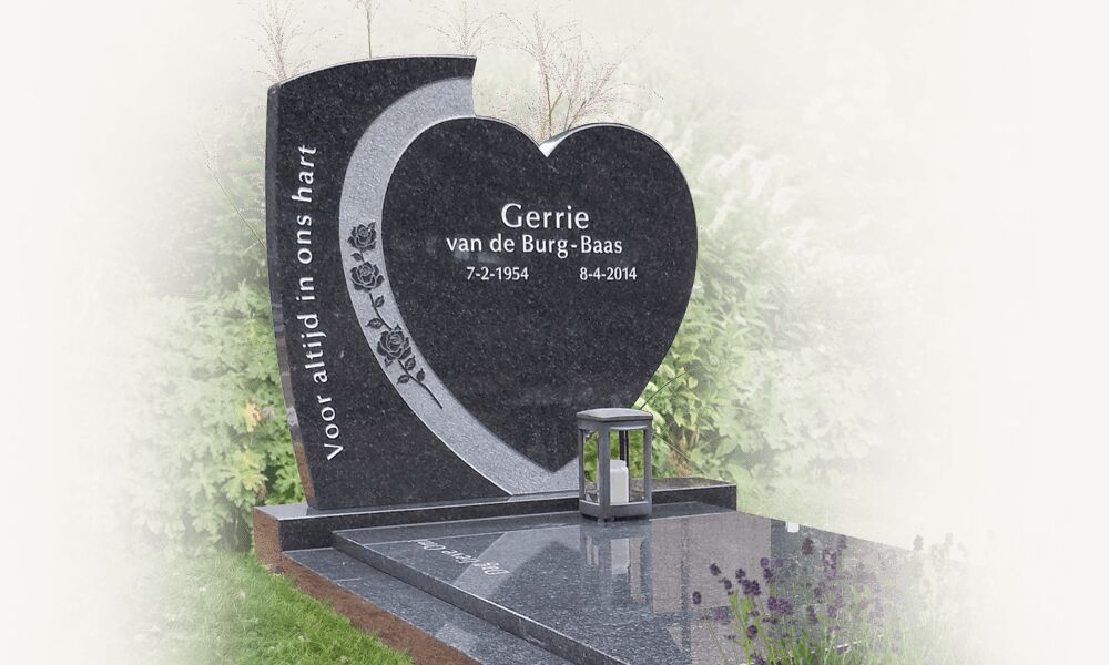 natuursteen grafsteen golfkop lettersteen met porseleinen foto