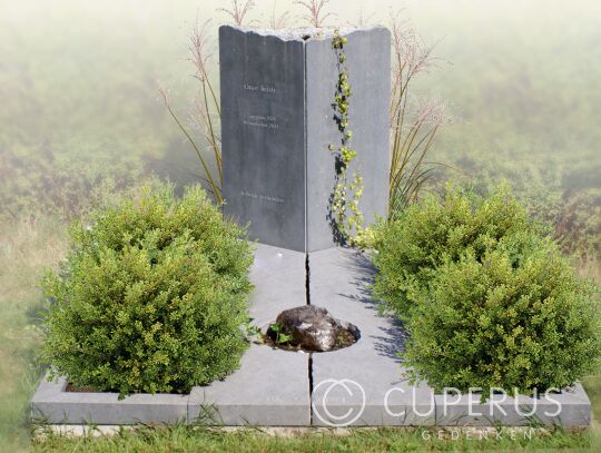 Dubbel grafmonument van grijze Hardsteen