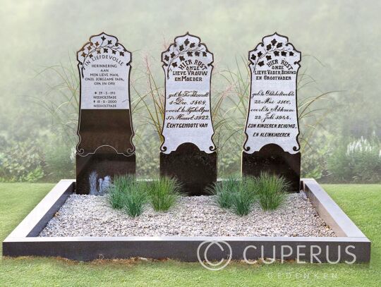 Dubbele Friese grafpaal monument met vloer