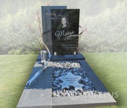 Grafmonument met RVS elementen en foto in glas