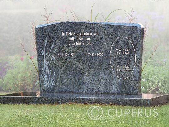 Familie grafmonument met schuine afloop