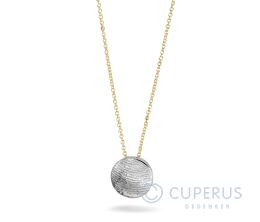 Geel gouden collier met in zilver gegoten vingerafdruk
