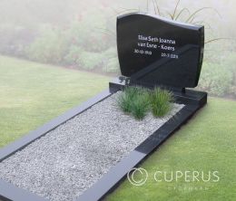 Grafmonument met golfkop lettersteen