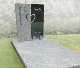 Grafmonument met glas en licht natuursteen