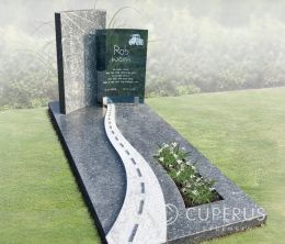 Grafsteen met gebogen glas