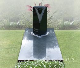 Grafsteen met zuil van graniet