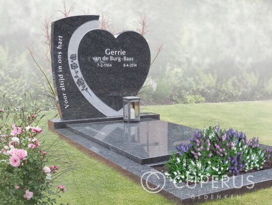 Grafsteen met hartvorm en prikwerk