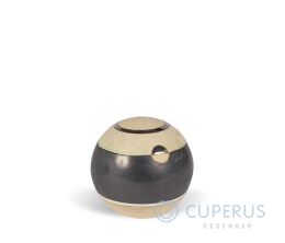Keramische dierenurn antraciet/crèmewitte bol 0.25L
