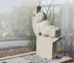 Kindergrafsteen licht natuursteen met beertje