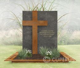 Grafmonument met cortenstalen kruis en omranding