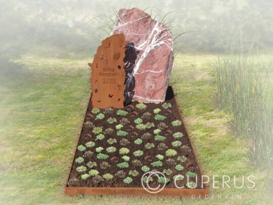 Natuurlijk grafmonument met cortenstaal