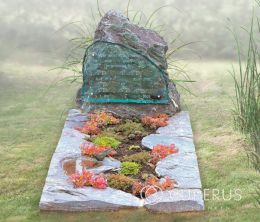Natuurlijke grafsteen met glasplaat