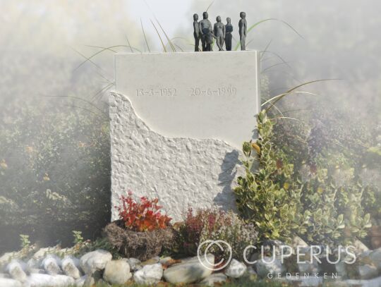 Rechthoekig grafmonument met mensjes