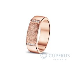 Rose gouden ring met vingerafdruk en diamanten