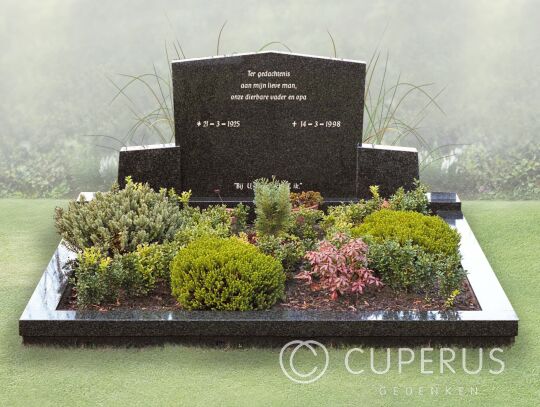 Schuin aflopend familie grafsteen van Impala graniet