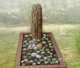 Versteend hout combinatie cortenstaal grafsteen 
