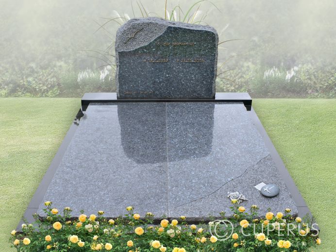 Bijzonder familie grafsteen van Licht Labrador graniet foto 1
