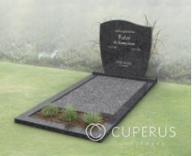Goedkope golfkop grafsteen met bloemstrook foto 3