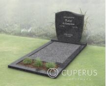 Goedkope golfkop grafsteen met bloemstrook foto 2