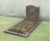 Goedkope golfkop grafsteen met open gedeelte met split foto 6