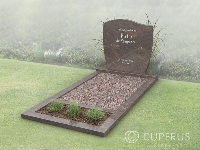 Goedkope golfkop grafsteen met open gedeelte met split foto 1