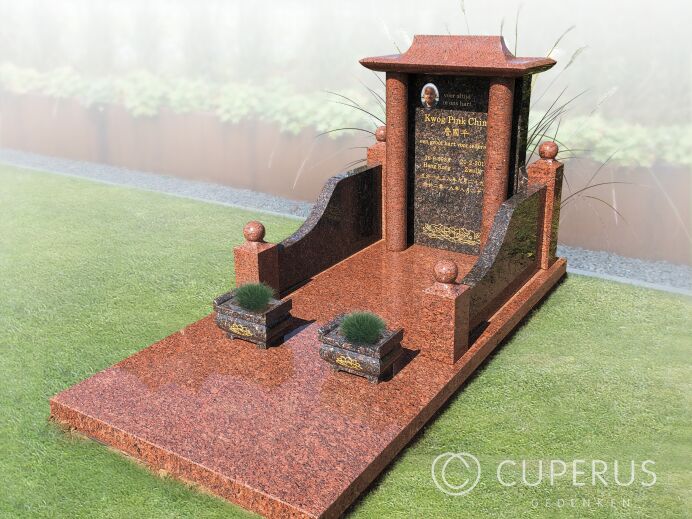 Chinees grafmonument met tempel foto 1