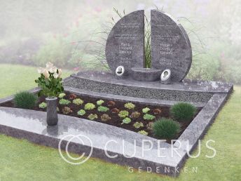 Dubbel grafmonument met ronde tekstplaten