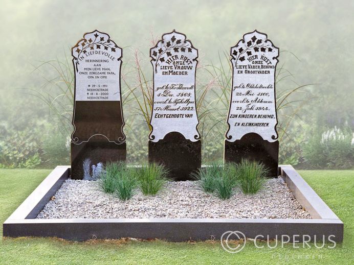 Dubbele Friese grafpaal monument met vloer foto 1