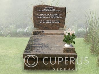 Een grafmonument van Halmstad graniet met een golfkop