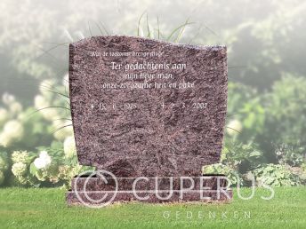 Enkele staande grafsteen met golfkop van Himalaya graniet