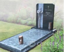 Grafmonument met bronzen bloem foto 1