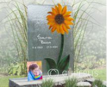 Grafmonument met zonnebloem foto 2