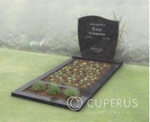 Golfkop grafsteen met bloemstrook foto 5