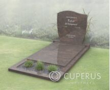 Golfkop grafsteen met dekplaat en bloemstrook foto 5