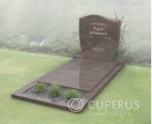 Golfkop grafsteen met dekplaat en bloemstrook foto 4