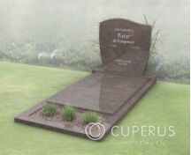 Golfkop grafsteen met dekplaat en bloemstrook foto 3