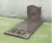 Golfkop grafsteen met dekplaat en bloemstrook foto 2