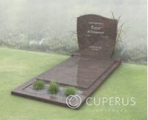 Golfkop grafsteen met dekplaat en bloemstrook foto 1