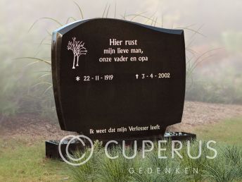 Golfkop grafsteen met facetgeslepen randen