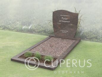 Golfkop grafsteen met open gedeelte met split