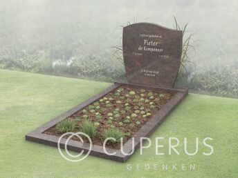 Grafmonument met golfkop en open gedeelte