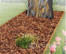 Natuurlijke ruwe grafsteen met Cortenstalen rand foto 4