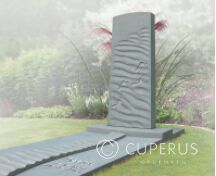 Grijs grafmonument met voetstappen foto 1