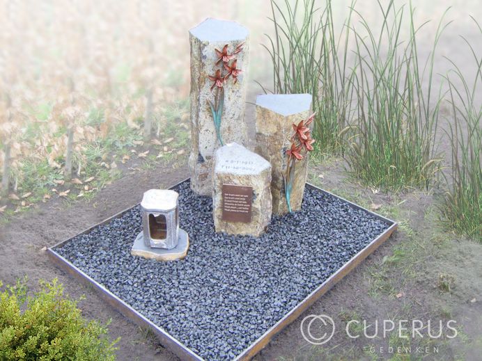 Grafsteen basalt zuilen foto 1