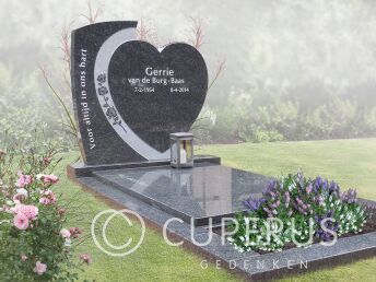 Grafsteen met hartvorm en prikwerk