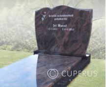 Grafsteen met dubbele golfvorm en roos foto 2