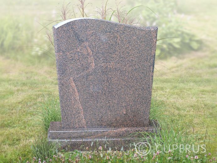 Grafsteen van Dakota graniet met golfkop foto 1