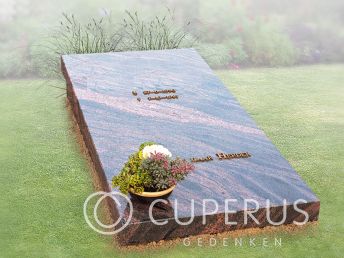 Grafzerk natuursteen met bronzen belettering
