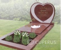 Grafsteen hartvorm en hartje gevuld met rozenquarts foto 1