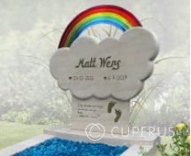 Kindergrafsteen wolk met regenboog foto 2